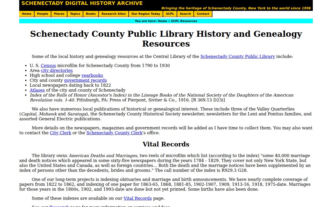Glenville city directory research resources on the SCPL local history page