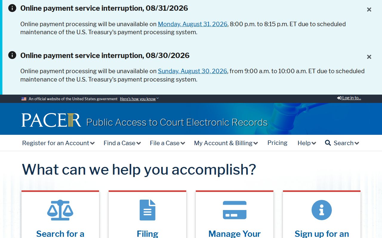 Glenville resident lookup using the PACER federal court access page